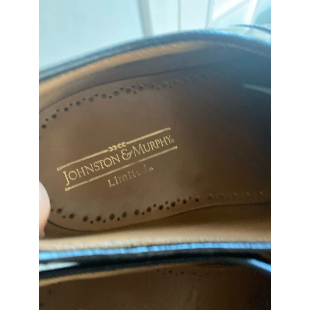 Johnston & Murphy Leather‎ Brogue Oxford Black USA Classic Gentlemen Office 10.5